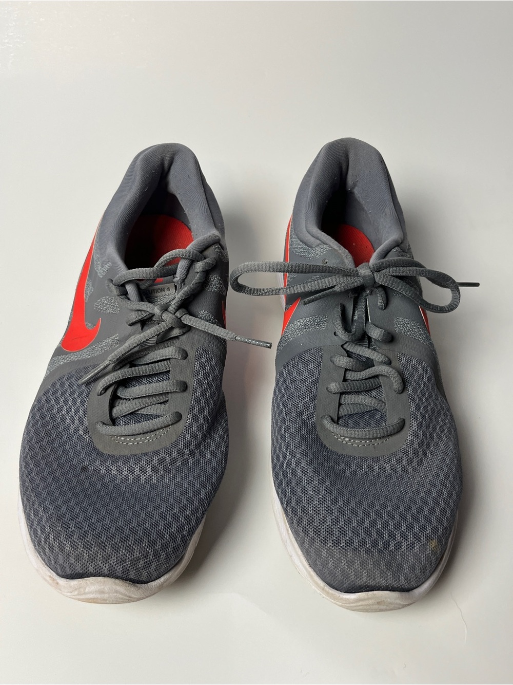 Nike Men’s Sz 9.5 Revolution 4 Gray and Red Running Shoes